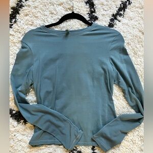 SKIMS cotton jersey long sleeve shirt top L large kyanite blue grey SALE